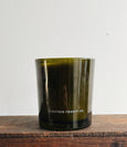New! Tree Cutting Vintage Green Glass Candle
